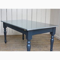 Natural Zinc Top Table With Narrow Turned Legs 