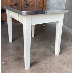 Natural Zinc Top Table With Rounded Corners 
