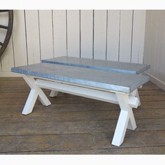 Natural Zinc Top X Frame Painted Benches 