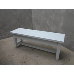 Painted Wooden Plank Top Bench
