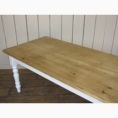 Painted Wooden Table With Turned Legs
