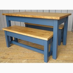 Plank Top Farmhouse Table With Benches