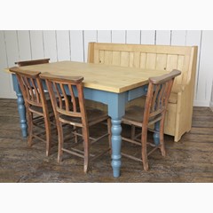 Plank Top Kitchen Table With Settle and Church Chairs 