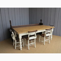 Plank Top Table, Oak Church Pew & Chairs