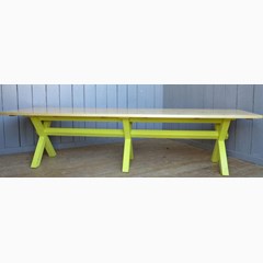 Plank Top X Frame Table