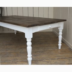 Solid Plank Top Table Wih Painted Turned Legs 
