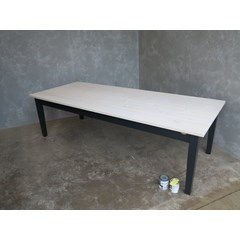 Varnished Plank Top Dining Table 