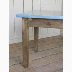 Waxed Finish Wooden Table Base With Metal Top