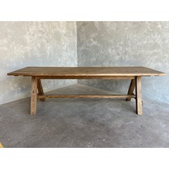 Waxed Wooden Table With A Frame Base 
