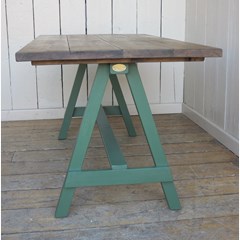 Wooden A Frame Style Table With Chunky Wooden Top