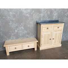 Wooden and Zinc Bespoke Side Cupboard And TV Unit