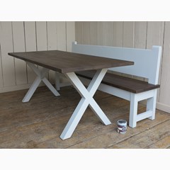 X Frame Style Table With Plank Top