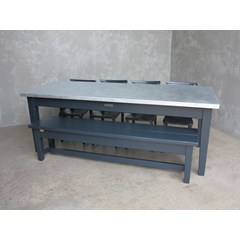 Zinc Dining Table Set With Matching Benches 