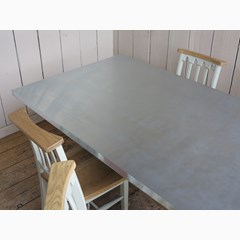 Zinc Table With Traditional Church Chairs 