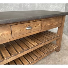 Zinc Top Kitchen Island With Wooden Base 