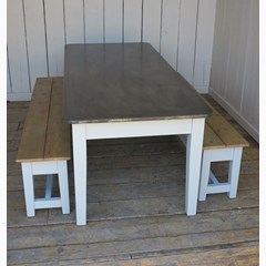 Zinc Top Table With Reclaimed Pine Benches
