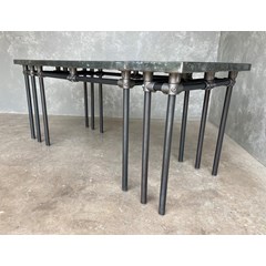 Zinc Top Table With Side Tables 