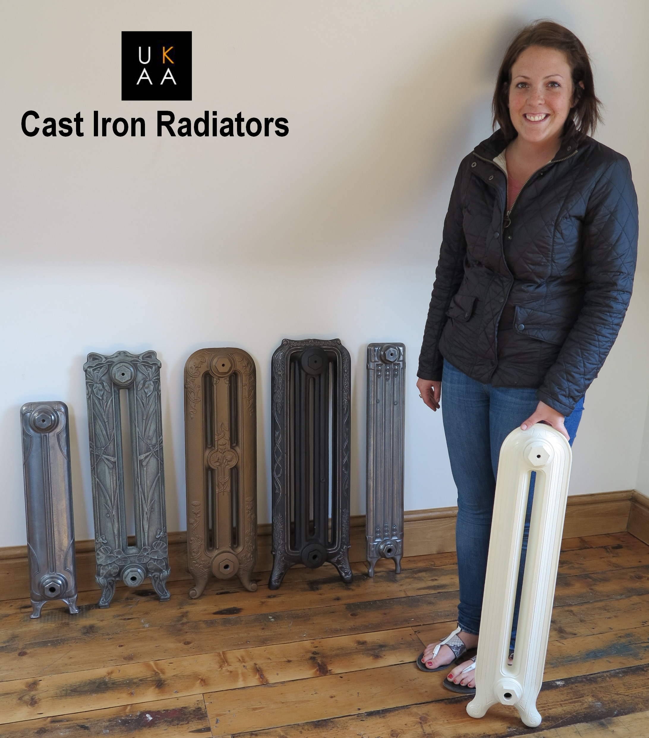 New range of cast iron radiators by Carron shown with Danielle at UKAA