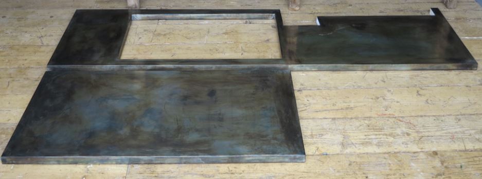 Zinc Copper Worktops Kitchen Antique Distressed Matt Natural Metal Bespoke Table