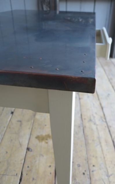 Bespoke and made to measure tables for sale at UKAA with copper tops, can be made to your specifications and painted in Farrow and Ball or Little Greene.