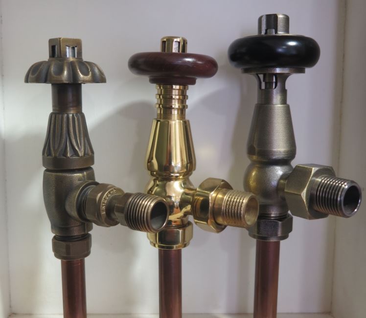 thermostatic radiator valves for any radiator such as reproduction cast iron radiators and original reclaimed Victorian radiators, TRV   controls the room.