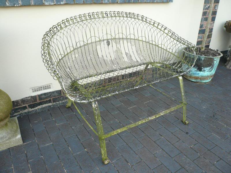 Original Antique Wirework garden benches available from our warehouse in Staffordshire