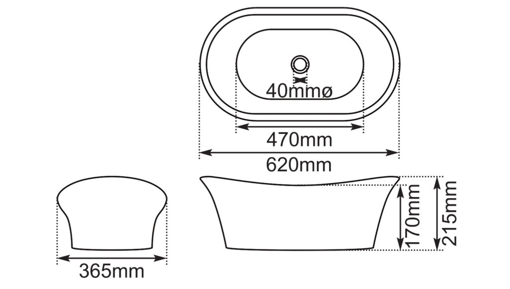 dimensions of hurlingham cast iron bateau basin