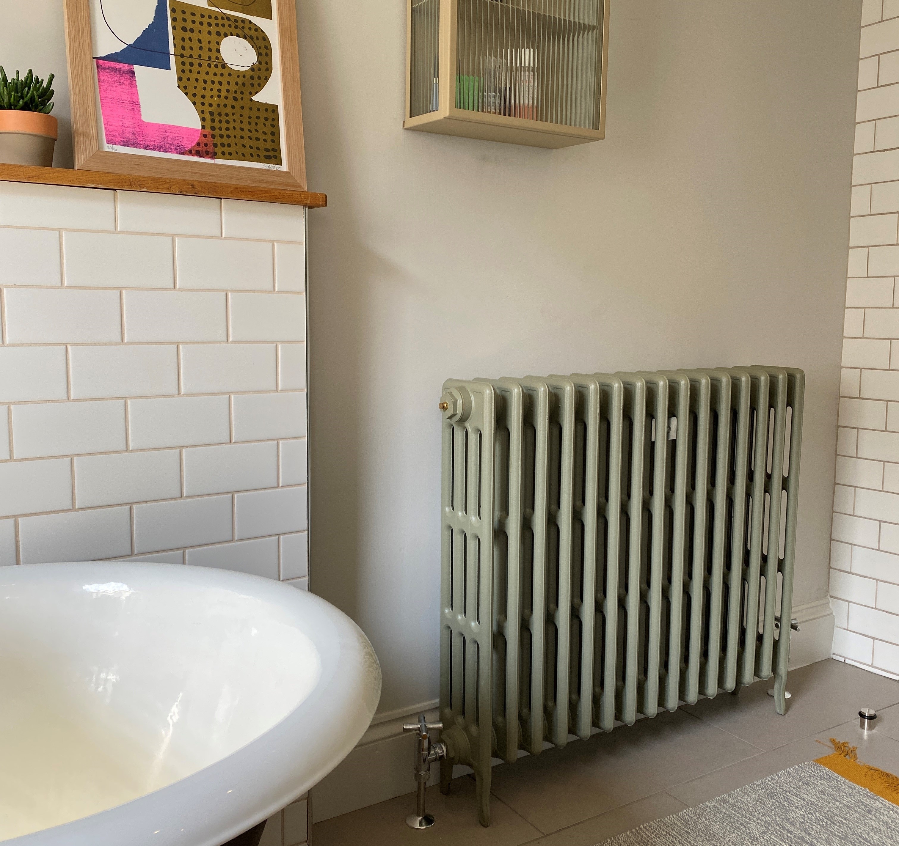 Victorian 4 Column Cast Iron Radiator Fitted In A Bathroom