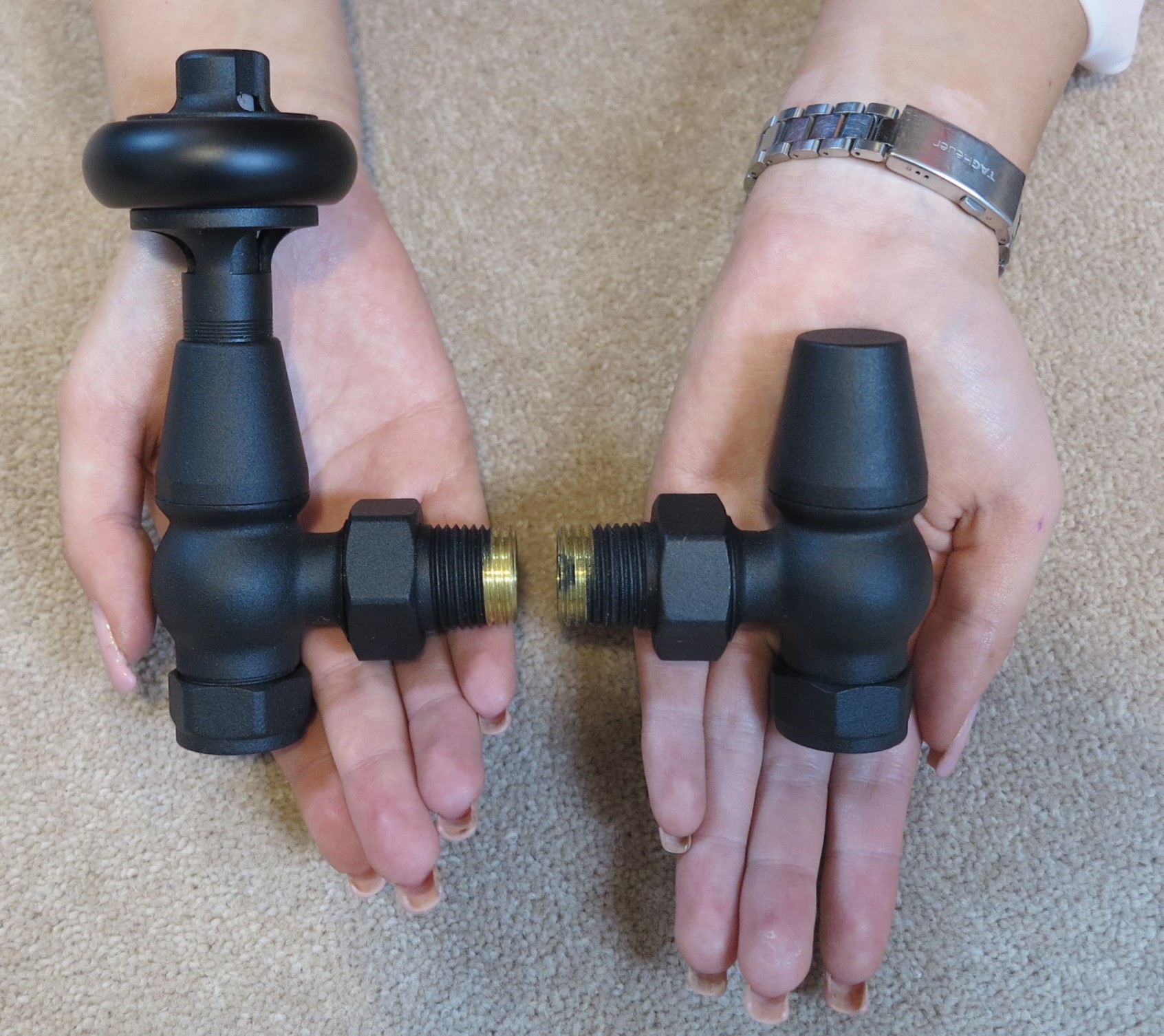 Manual and Thermostatic Cast Iron Radiator Valves In Textured Black