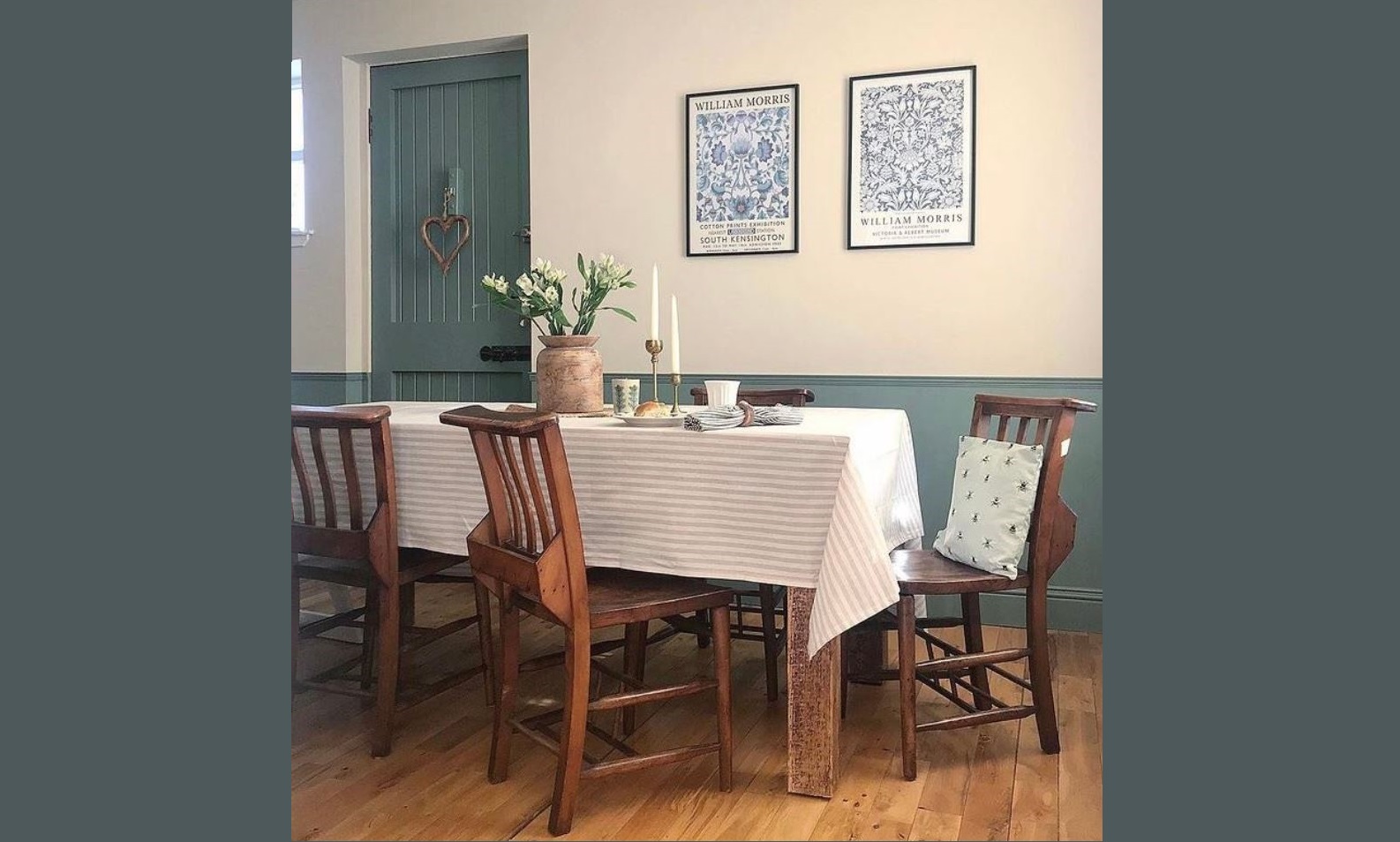 Antique Church Chairs Used with a Kitchen Table In a Happy Customers Home