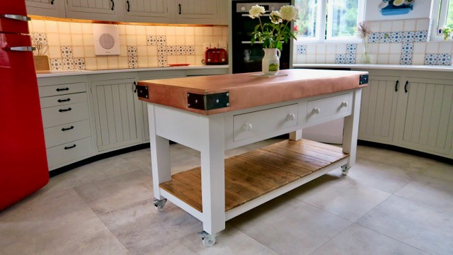 Bespoke Made Copper Topped Kitchen Island Available At UKAA