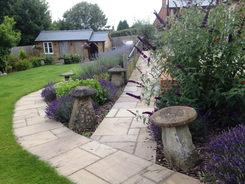 Original staddle stones in a garden
