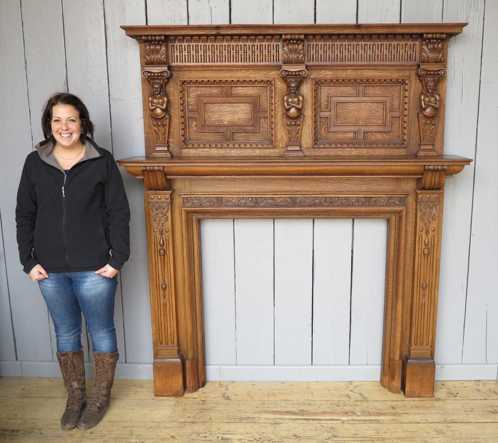 Original Antique Hand Carved Oak Fire Surrounds and Mantels fully refurbished in our shop
