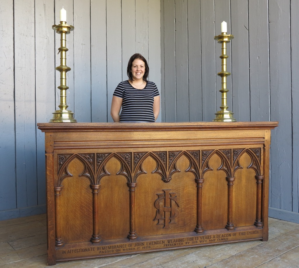 Original Antique Solid Oak Altar Table or Desk Ready for Delivery worldwide