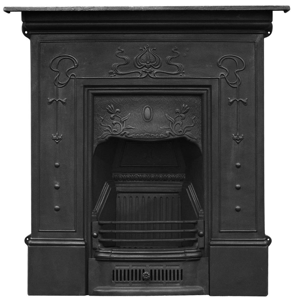 Carron reproduction traditional art nouveau style cast iron bella RX090 or RX060 combination fireplaces are available to view and buy in our warehouse