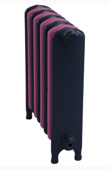  reproduction Carron cast iron column radiator painted in the Jack Wills colours bespoke to order, this traditional radiator has integral feet and is curved 