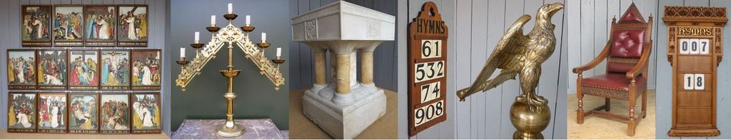 Original Reclaimed Gothic Style Church, Cathedral and Chapel Furnishings such as Candlesticks, Lecterns and Hymn boards have been Fully Refurbished by UKAA