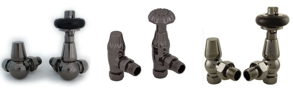 View and Buy Angled Manual Radiator Valves such as the Carron Crocus Black Nickel Finish are Ideal for Cast Iron Radiators and Towel Rails