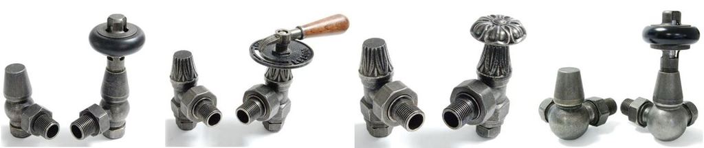Buy Online Pewter Finish Traditional Manual Radiator Valves in an Old Fashioned Victorian Design Perfect For Cast Iron Radiators and Towel Rails