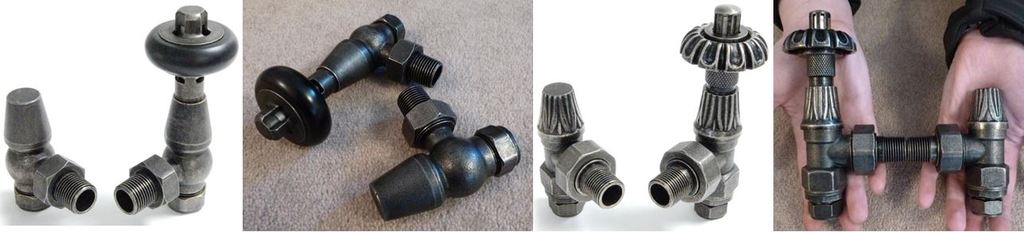 Purchase Thermostatic Radiator Valves Trv and Lockshield Set in a Pewter Finish are Ideal to Use with Traditional Old and New Cast Iron Radiators