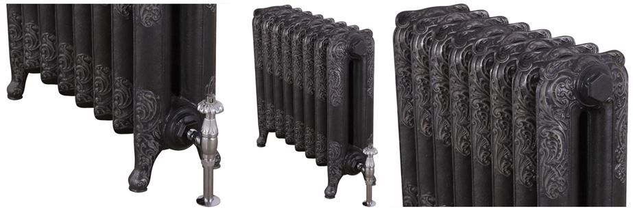 Available to Buy Online Decorative Rococo Style Carron Cast Iron Radiators in Your Bespoke Sizes and Finishes can be Viewed in Our Radiator Showroom