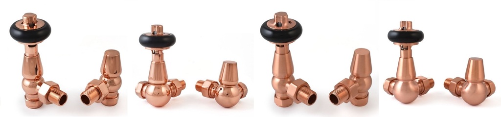 View and Buy Cast Iron Radiator Valves such as the Brushed Copper and Polished Copper Thermostatic Valves For Radiators and Towel Rails