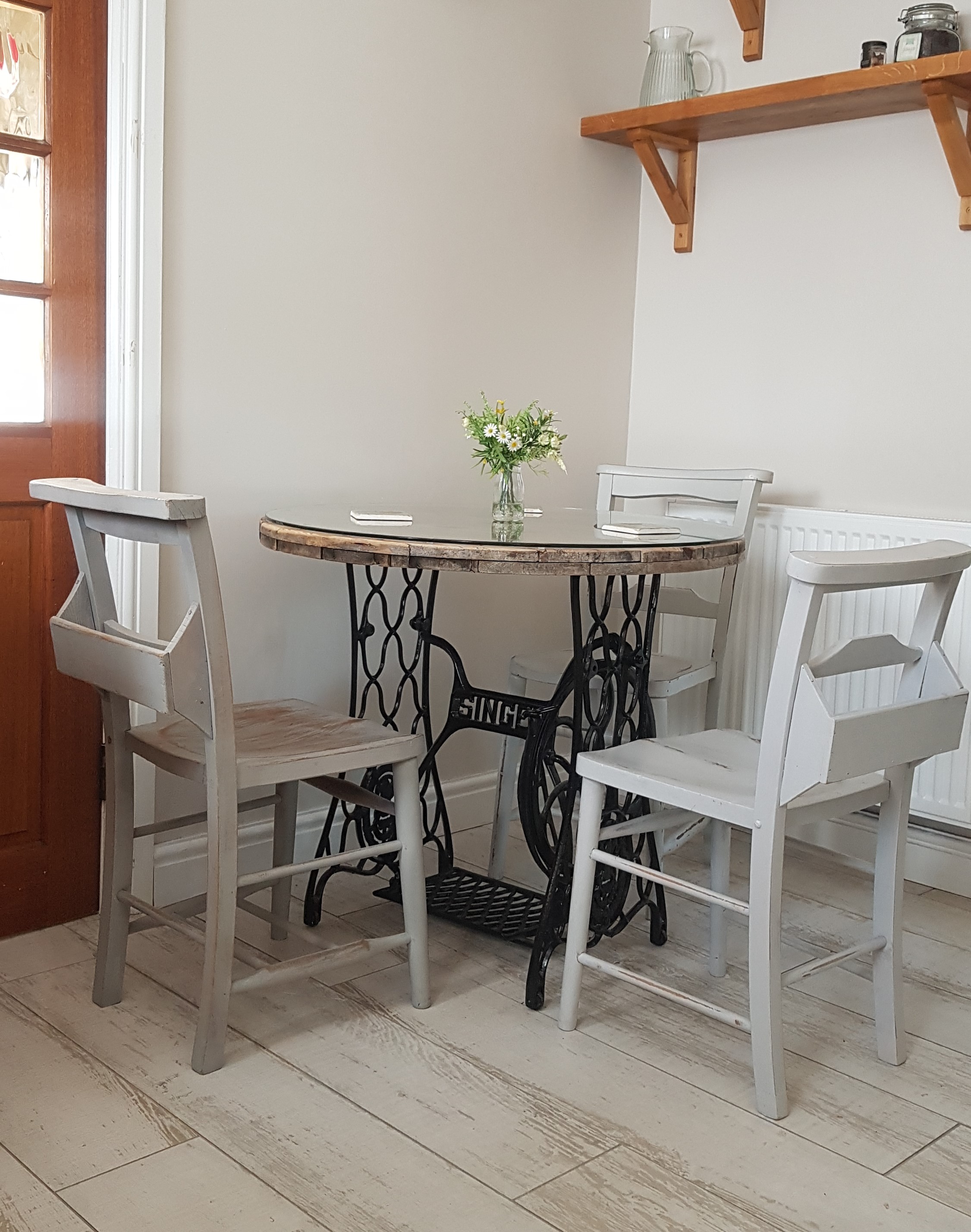 Painted Victorian Church chairs are perfect to use in traditional farmhouse kitchens. Old Church and Chapel chairs can be used a dining and kitchen seating